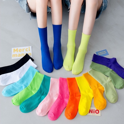 Vớ trơn basic cổ cao Unisex bảng màu mới