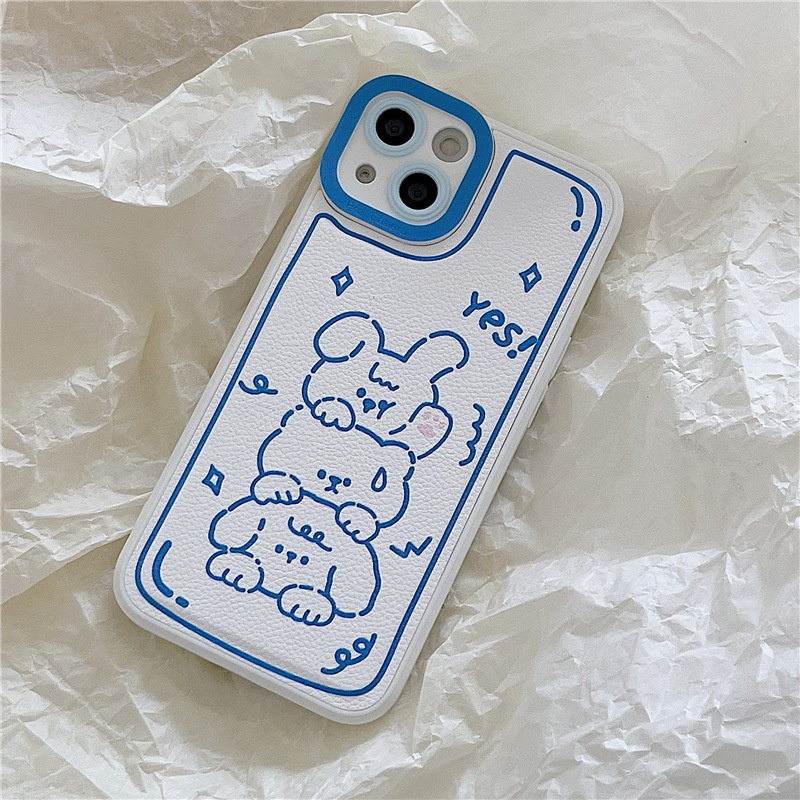 Ốp lưng iphone Ốp Điện Thoại Da Màu Trơn Hình Thỏ Cho iphone7 7plus 8 8plus xs 11 12 13 pro max plus max promax Dinuo case