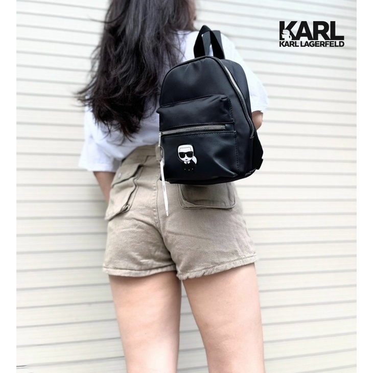 TNS - Balo form vuông  Karlie Backpack--tone đen phối logo Karlie trẻ trung cá tính