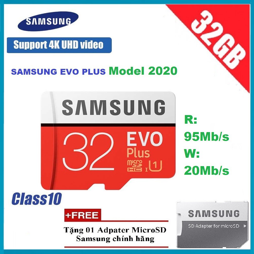 Thẻ nhớ 32G samsung Evo Plus micro tốc độ 95MB [new 2020] | BigBuy360 - bigbuy360.vn