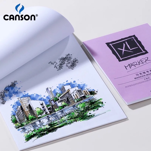 Giấy Canson XL vẽ chì, dạ marker, nước (dòng có nét đứt)