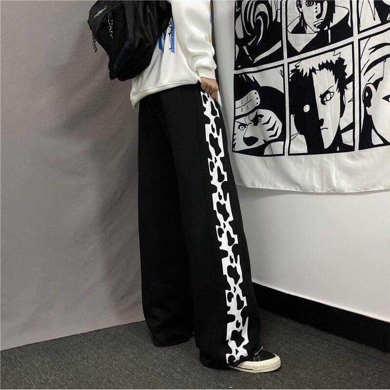 Long pant line bò sữa / Quần bò sữa ống suông dây rút