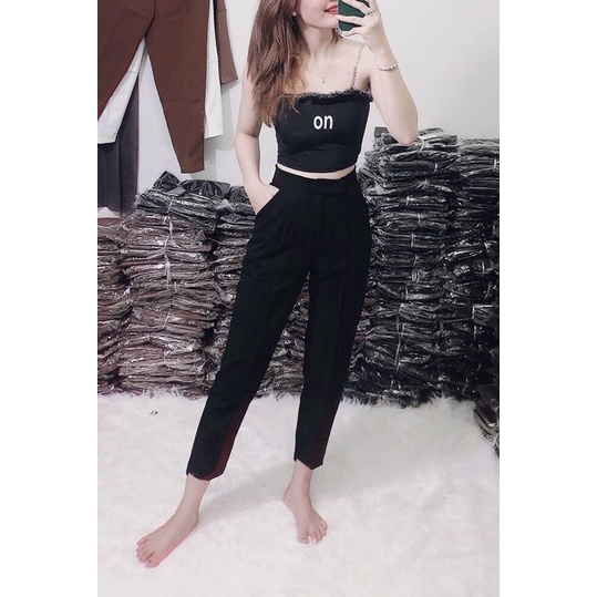 Quần tây công sở nữ 90F lai cao thấp y hình vải tuyết mưa