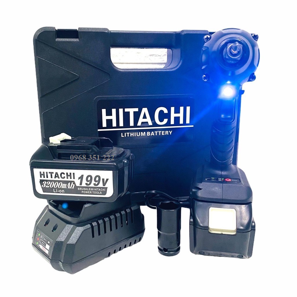 Máy khoan pin, máy siết bulong 199v Hitachi lõi đồng 100%, động cơ không chổi than. Hàng loại I, bảo hành 12 tháng.