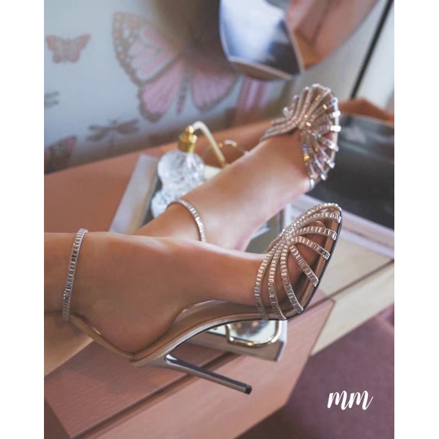 Giày cao gót mũi rọ đá sáng