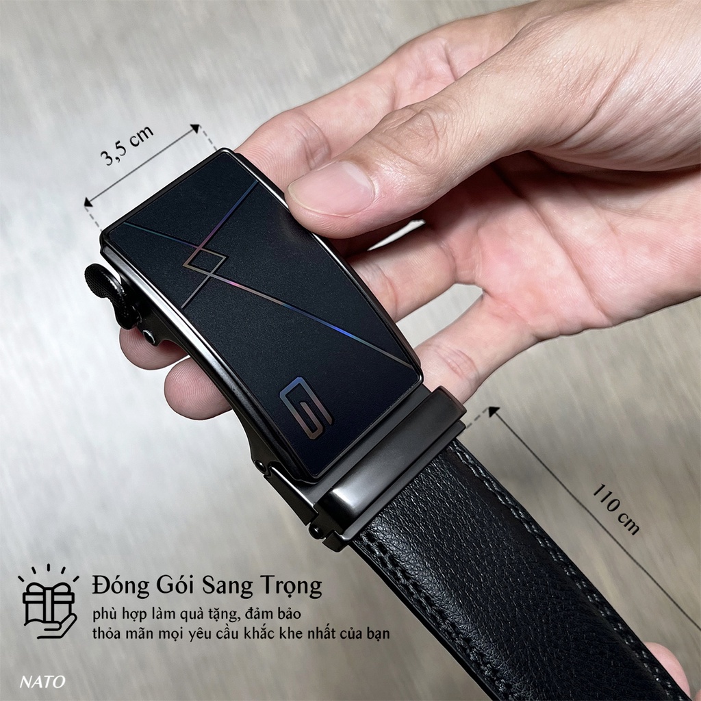Thắt Lưng Nam THO Khóa Tự Động Da Bò Thật Cao Cấp Bền Đẹp Sang Trọng Công Sở Thời Trang Đi Làm Học Dây Nịt Tăng NATO