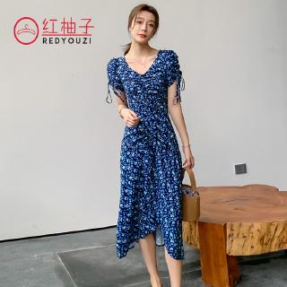 Đầm hoa dáng dài cổ chữ v nhấn eo phong cách hàn quốc thanh lịch