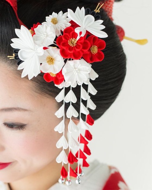 Cài tóc hoa kanzashi nhật bản geisha kimono