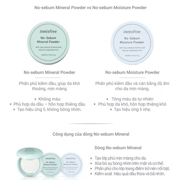 Phấn Phủ Kiềm Dầu Dạng Bột Khoáng Innisfree No Sebum Mineral Powder 5g | BigBuy360 - bigbuy360.vn