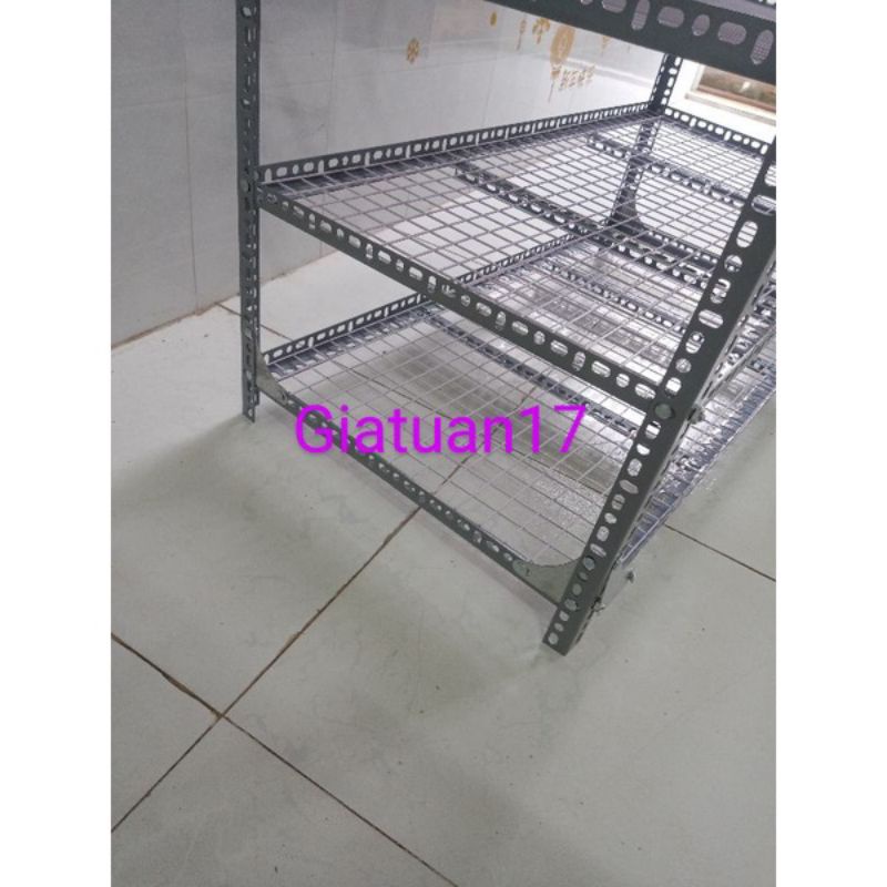 Kệ V lỗ 4 tầng (rộng 40cm) (dạng vỉ lưới sắt) (dài ,cao nhiều kích thước)
