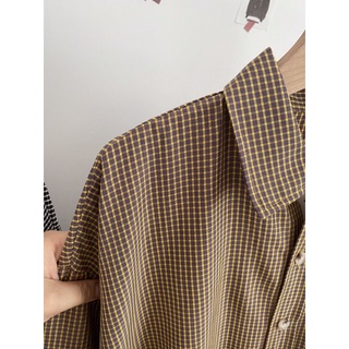 Áo sơ mi caro nhí dáng oversize