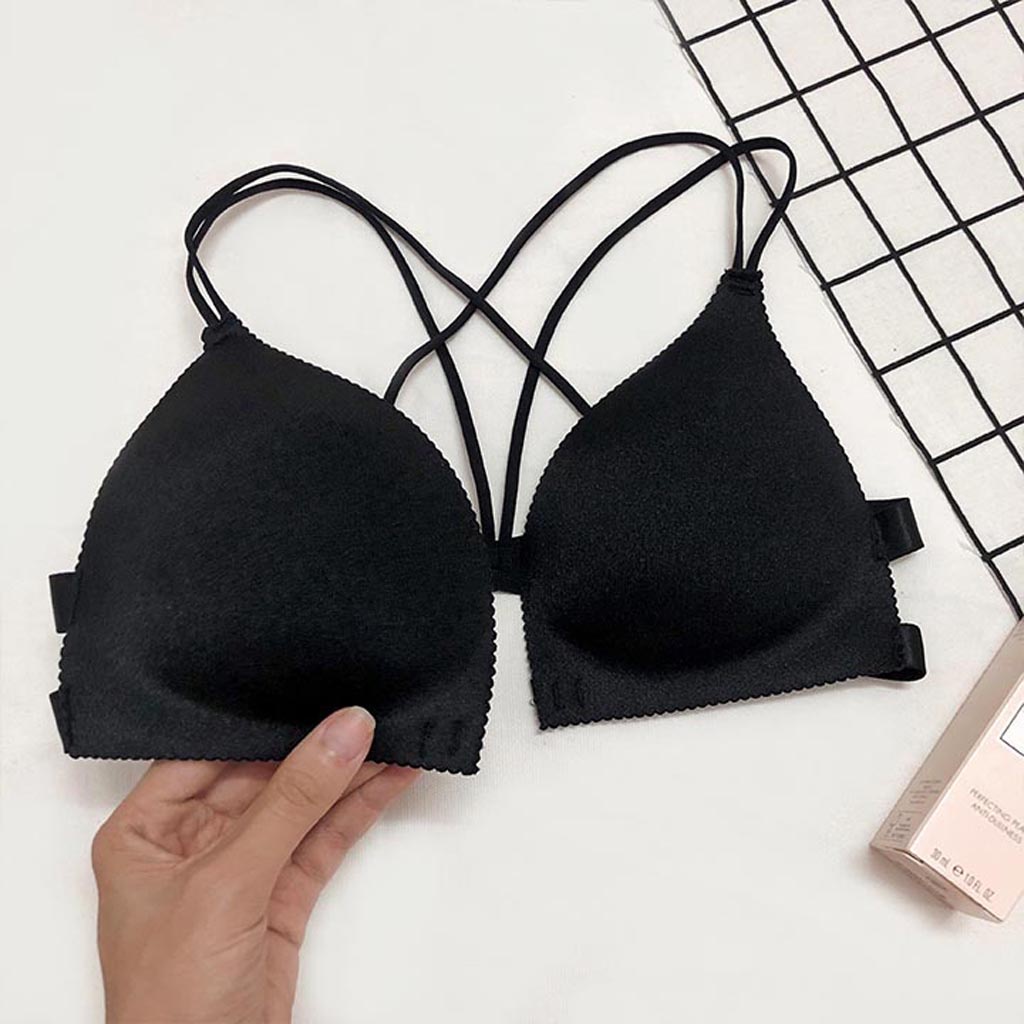 Combo 2 áo lót bra đúc su cài trước nâng ngực không gọng quai chéo mềm mịn quyến rũ