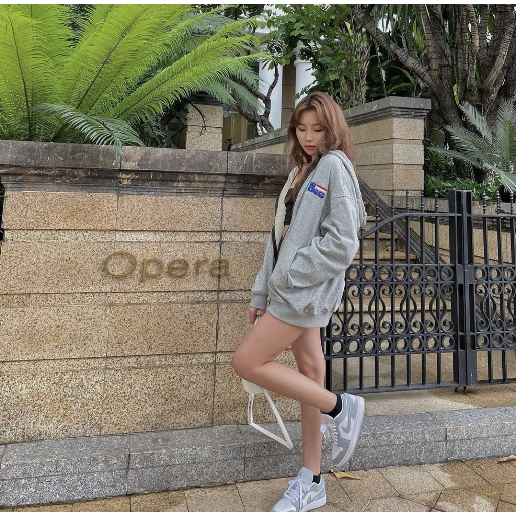 Áo khoác hoodie zip xám Ross Studio chất liệu nỉ có mũ dài tay khoá kéo - Full Zip Hoodie - ROSS STUDIO | BigBuy360 - bigbuy360.vn