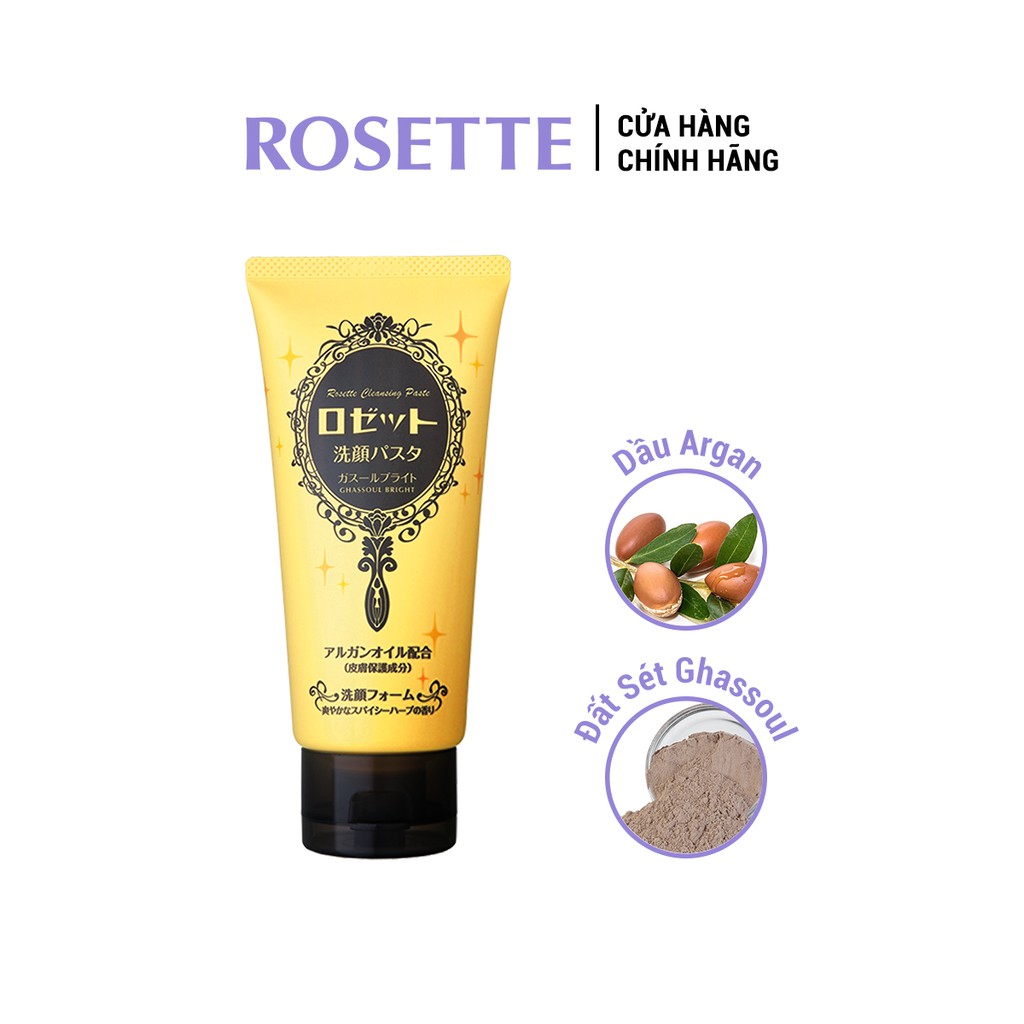 Sữa Rửa Mặt Làm Sáng Da Rosette Face Wash Pasta Ghassoul Bright 120g