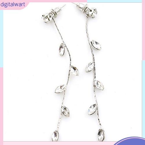 Cặp khuyên tai hình lá liễu dài đính đá quý nhân tạo sang trọng cá tính dành cho nữ
