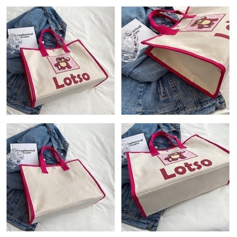 Túi vải canvas hoạ tiết gấu dâu Lotso hot hit