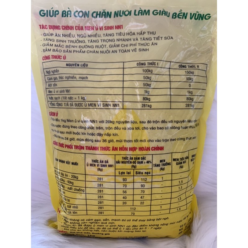 1 kg MEN VI SINH Ủ THỨC ĂN TRONG CHĂN NUÔI NN1