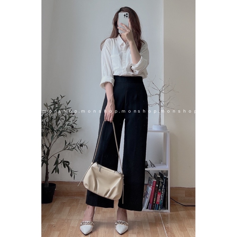 Quần tây ống rộng dây kéo hông  #QT448