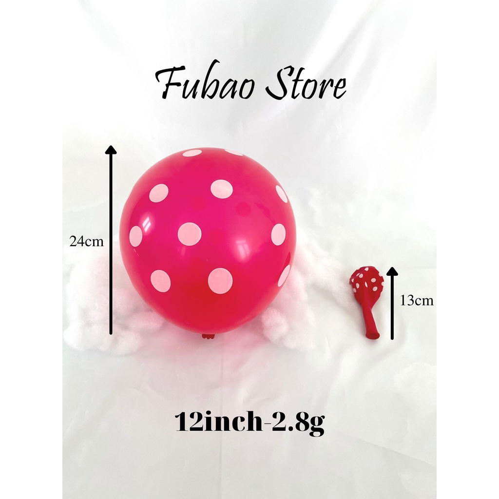 Bong bóng cao su chấm bi nhiều màu size lớn, trang trí sinh nhật Fubao Store