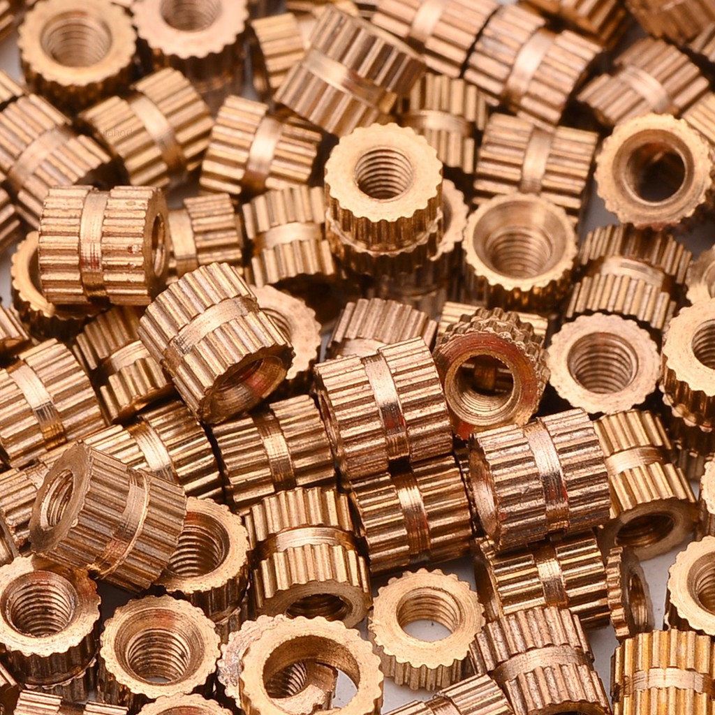 Bộ 100 nút chèn bằng đồng thau M3*5mm 5mm thiết kế răng cưa tiện dụng