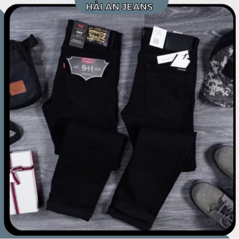 Quần Jean Nam Chất Bò LEV.iS Hàng VNXK Cao Cấp Đen Trơn Co Dãn Mẫu Đơn Giản SIÊU ĐẸP