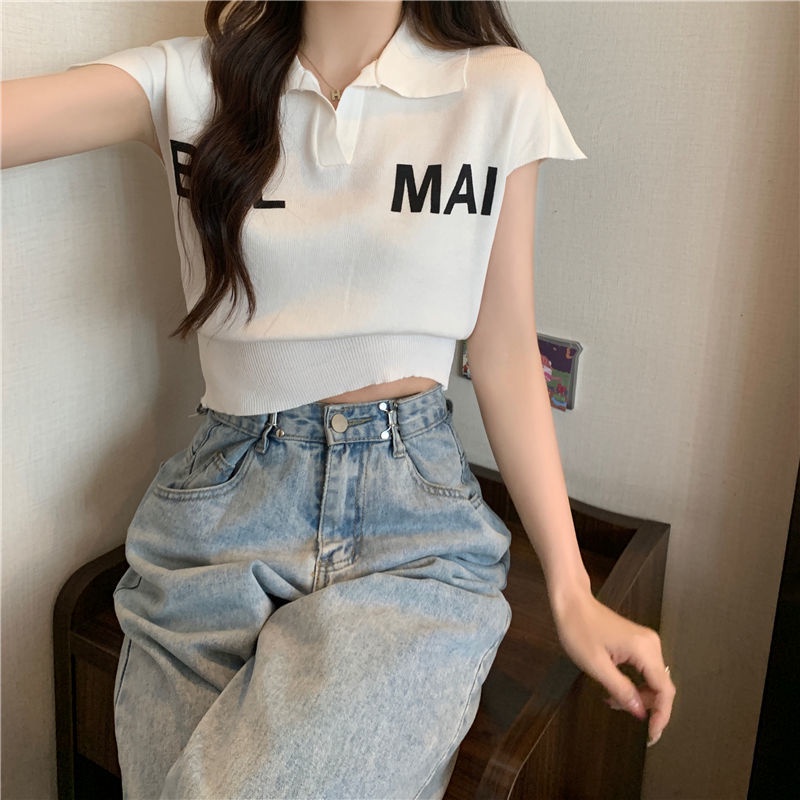 Áo Thun Polo Không Tay In Chữ Mới