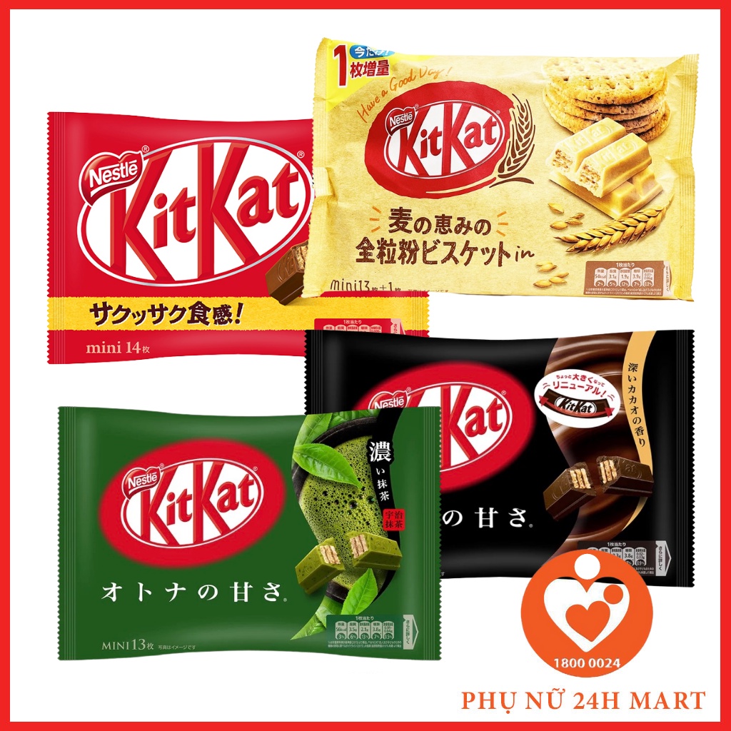 Bánh xốp KitKat nhật bản, kikat trà xanh đủ các vị gói 140gr [Date 8/2022]