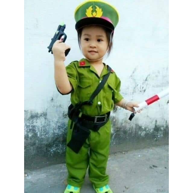 Bộ Quần Áo Công An Hình Sự Cho Bé Trai , Đầy Đủ Phụ Kiên
