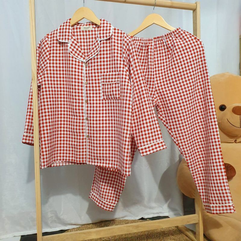 Pyjama dài mặc nhà caro dày mịn