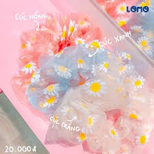 Dây buộc tóc Scrunchies hoa cúc HARIQUEEN