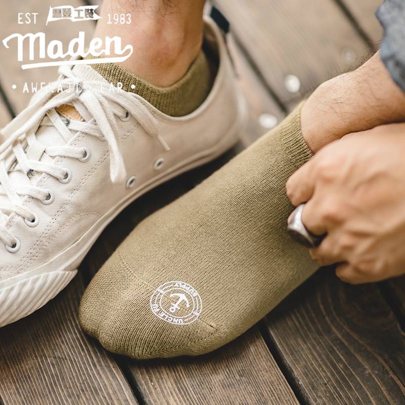 Vớ cotton Maden chống trượt phối họa tiết phong cách retro Nhật Bản