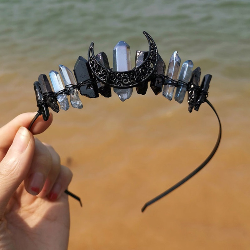 Băng Đô Cài Tóc Đính Pha Lê Nhiều Màu Phong Cách Vintage Cho Cô Dâu