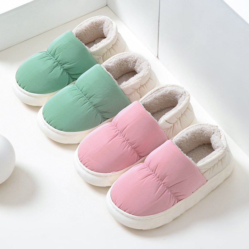 CHZK Mùa thu và mùa đông trong nhà dày ấm bông dép, không thấm nước và không trượt vài dép, phụ nữ mới dép