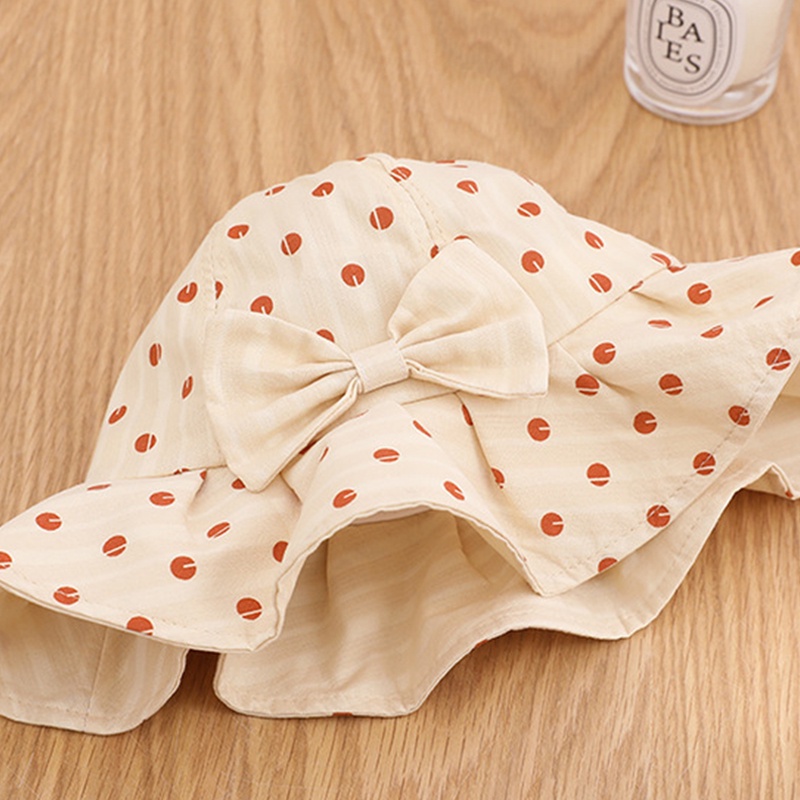 Nón Bucket Chất Liệu Cotton In Họa Tiết Chấm Bi Xinh Xắn Cho Bé