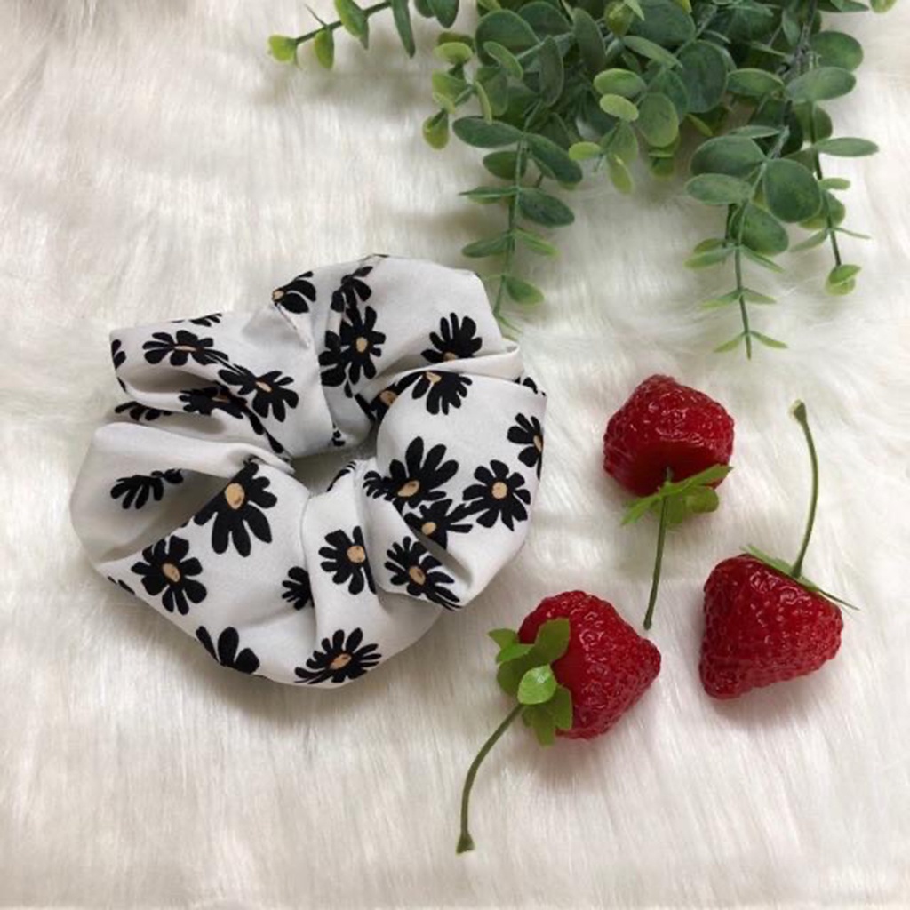 [SK] Chun buộc tóc vải scrunchies hoạ tiết vintage mẫu giao ngẫu nhiên