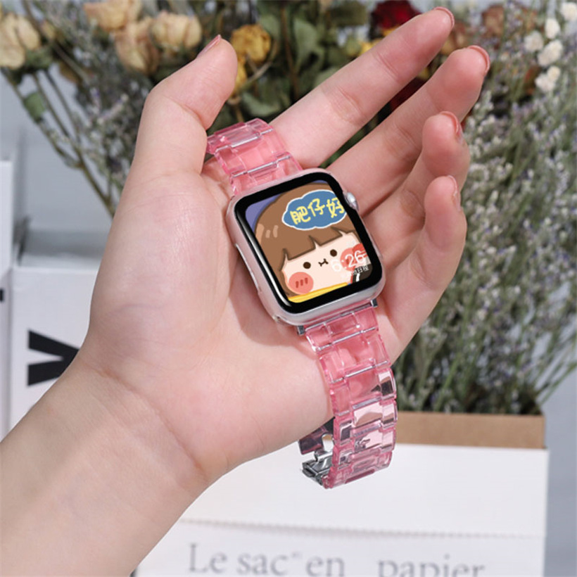 Dây đeo bằng nhựa trong suốt độc đáo cho đồng hồ thông minh Apple Watch Series 6 SE 5 4 3 2 1 38mm 40mm 42mm 44mm