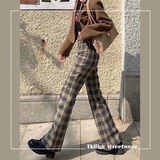 Quần tây ulzzang kẻ caro ỐNG LOE vintage hot trend INSTAGRAM 2021 KÈM 2 ẢNH THẬT CUỐI