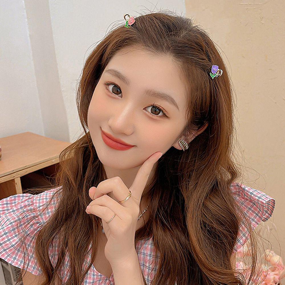 Kẹp Tóc Càng Cua Mini Hình Hoa Tulip Bằng Kim Loại Lấp Lánh Ngọt Ngào Cho Nữ