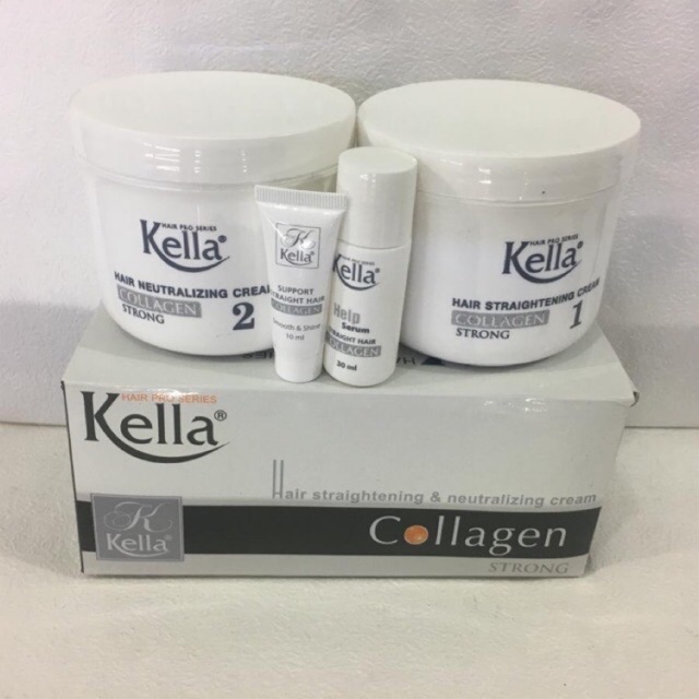 Kem duỗi tóc kella collagen strong 500mlx2
