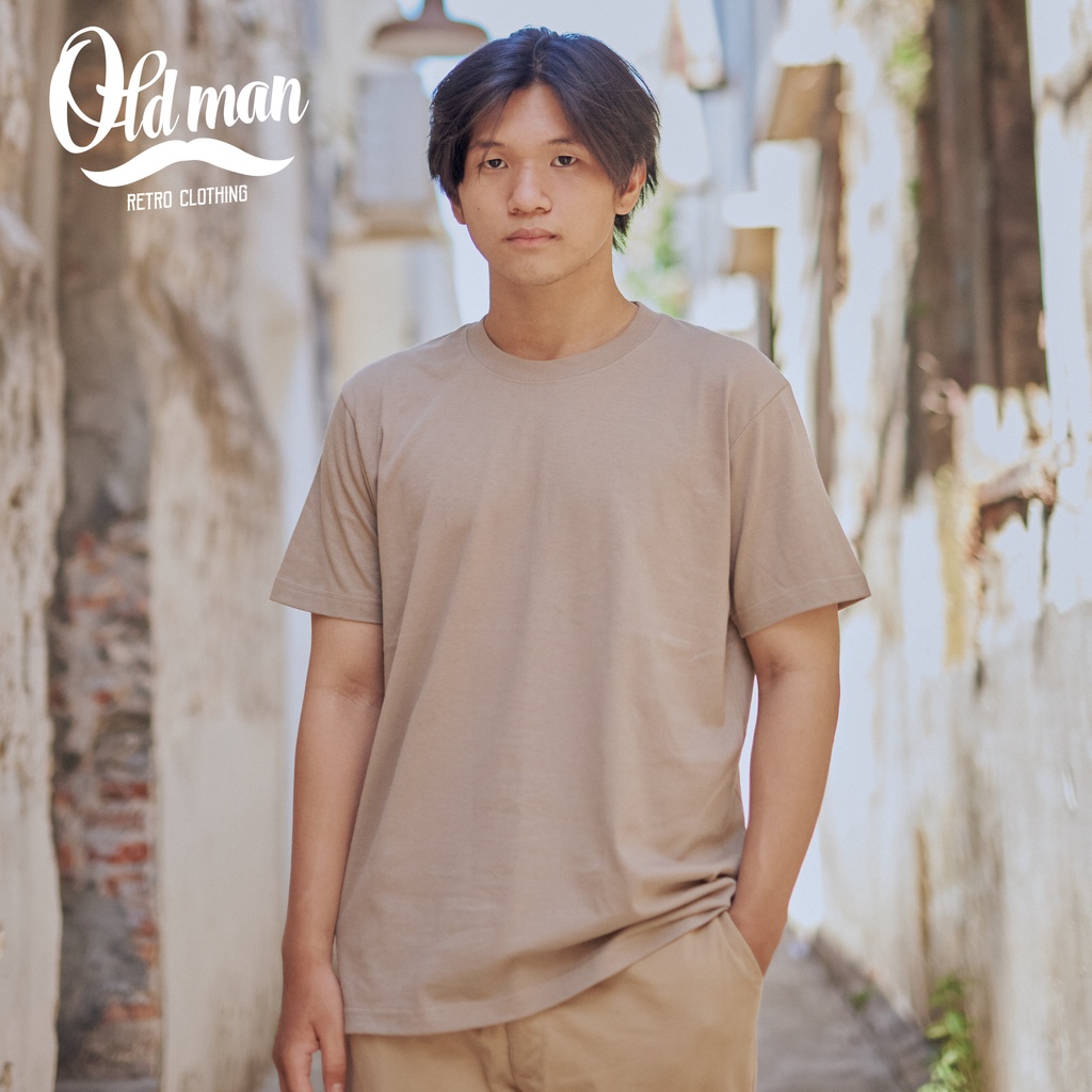 Áo Thun Cotton Nam Trơn OLDMAN Cổ Tròn, Có Bo Cổ, Áo Phông Retro Unisex 220g Vintage, Basic, Tay Đùi Ngắn, Cổ Điển | BigBuy360 - bigbuy360.vn