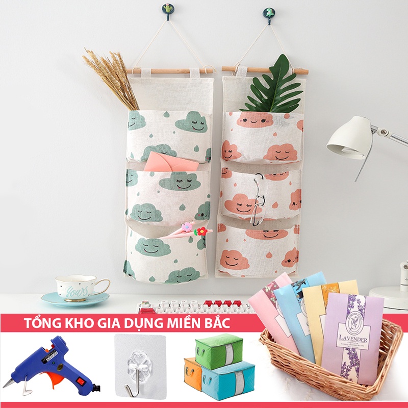 [Tổng Kho Sỉ] Túi Vải Treo Tường 3 Ngăn / 7 Ngăn DÉCOR Lúa Mạch - Giỏ Đựng Đồ Nhiều Ngăn Trang Trí (Chọn Màu)