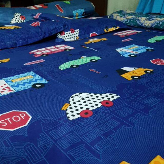 Set 4 món 1m6/1m8 💖 1 ga nệm 2 vỏ gối nằm 1 vỏ gối ôm mẫu ô tô cho bé trai