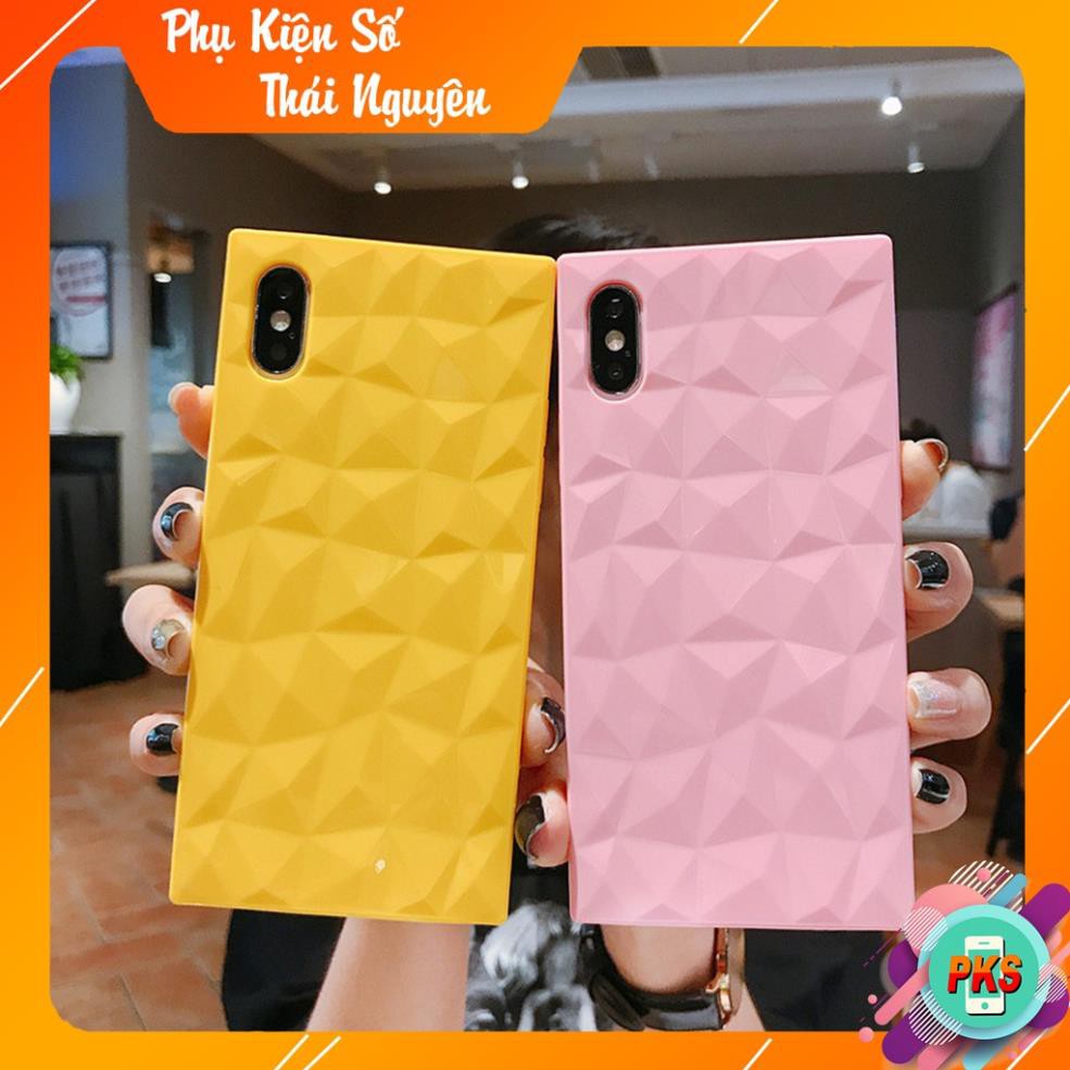 Ốp lưng vuông họa tiết vân kim cương cho iPhone11 11pro 11pro max XsMax XS X 6 6S 7 8 Plus -Hồng Anh Case