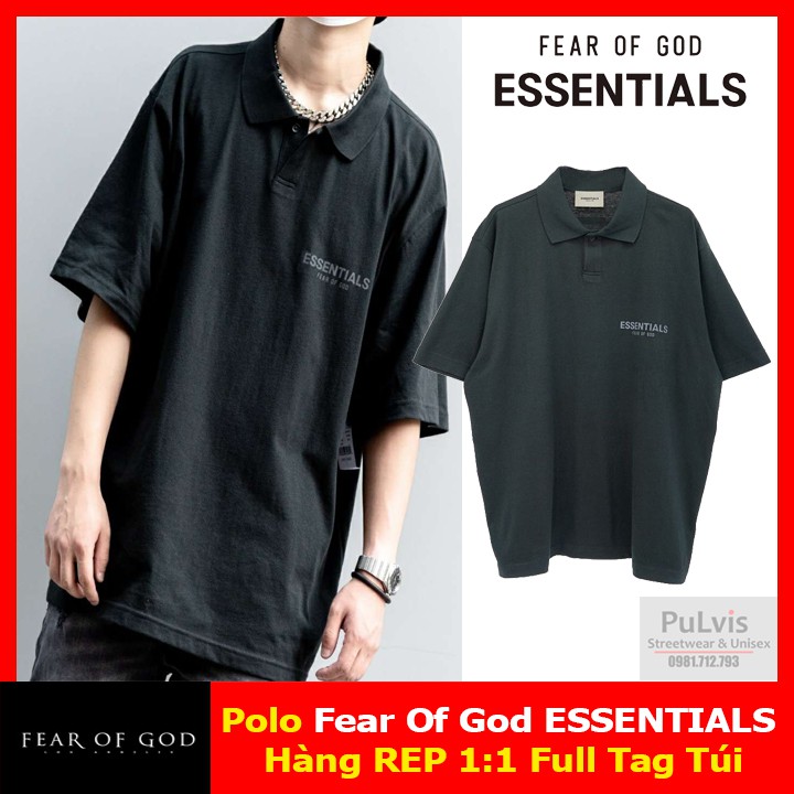 ⚡️[CHỈ 1 NGÀY] - Áo polo FOG ESSENTIALS ss20 Black full tag túi, áo polo fear of god