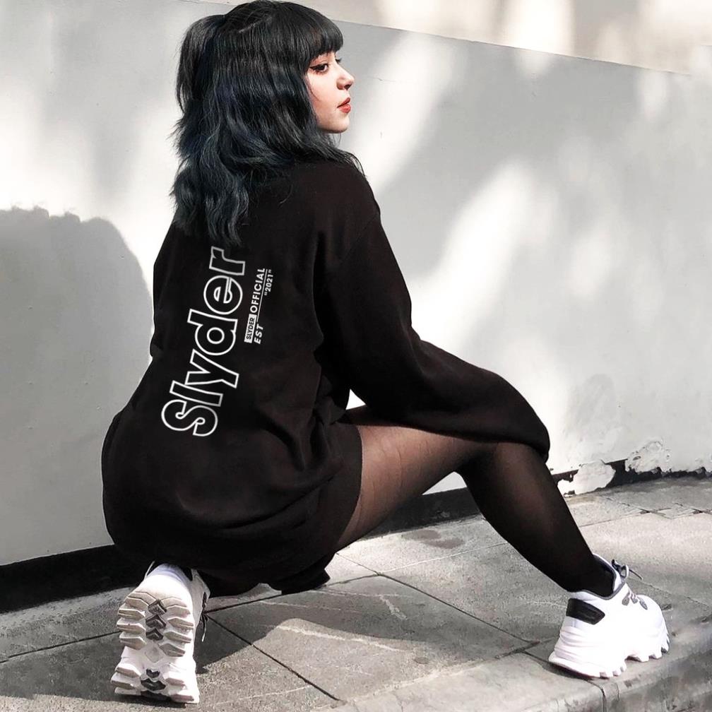 Áo nỉ Hoodie cổ tròn Slyder SS1-2 màu đen trắng over Unisex (N1)