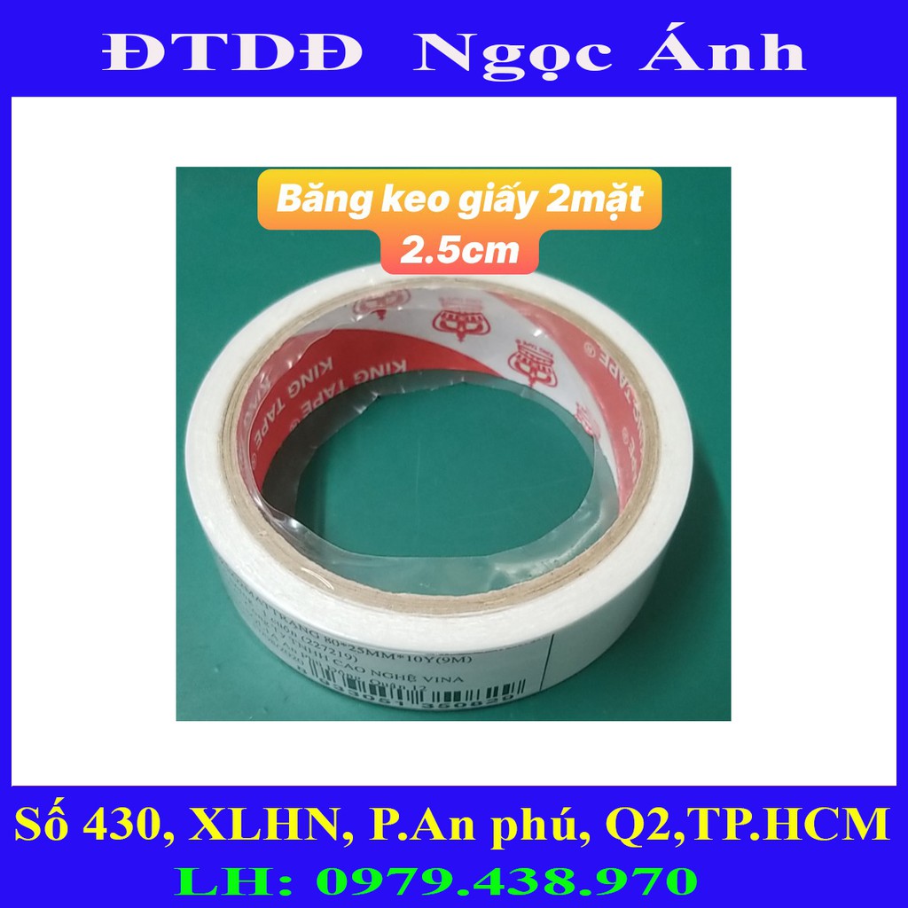 Băng keo giấy 2 mặt  2p5 đến 5p cao cấp