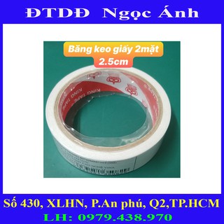 Băng keo giấy 2 mặt  2p5 đến 5p cao cấp