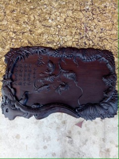 Khay trà trúc nho gỗ gụ