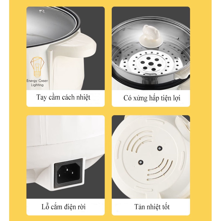 Nồi Lẩu Energy Green Lighting Mini Cắm Điện Đa Năng MX-22A ; MX-26A - Lớp Chống Dính - Phù hợp 2-4 Thành Viên - Tặng Kèm