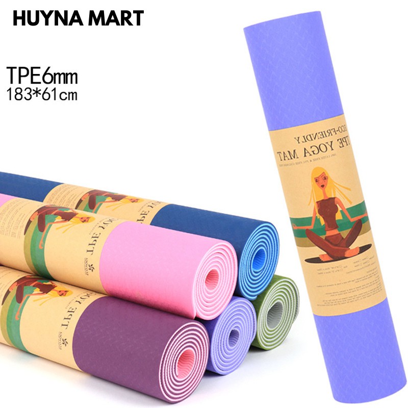 Thảm Tập Yoga TPE Cao Cấp 2 Lớp Dày 6mm HUYNA MART T07